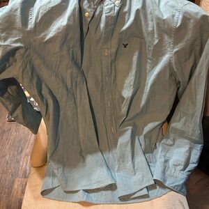 American Eagle Outfitters Blue Casual Button Down Shirt